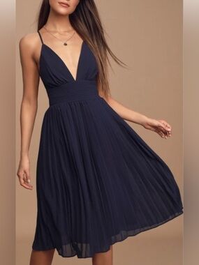 Lulus NWT Love Me To the Moon Navy Maxi Wedding Guest Dress